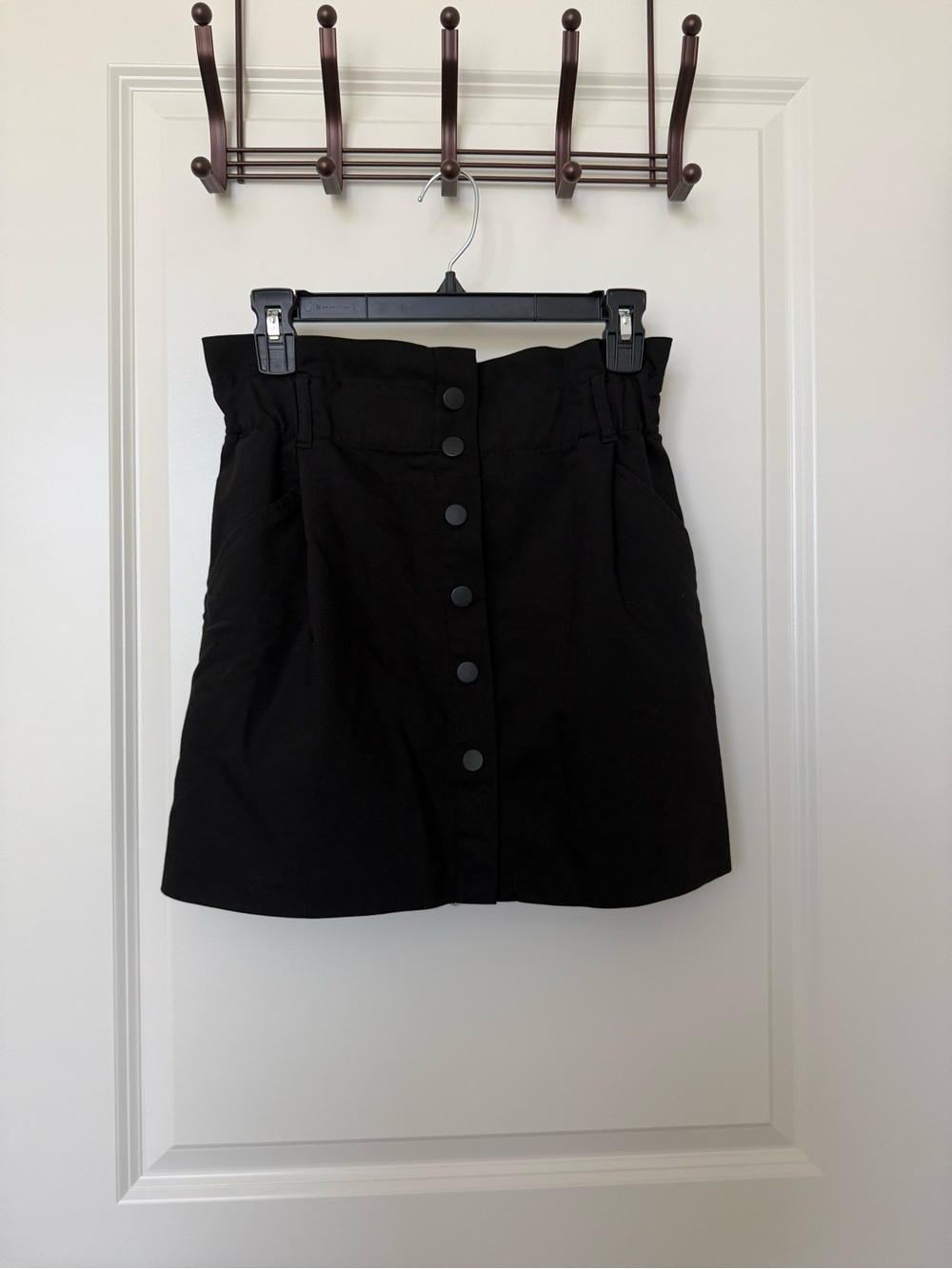 ZARA Trf High-Waist Button-Front Black Mini Skirt